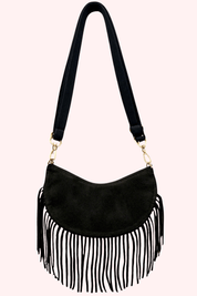 Suede fringe bag (Echt leer) - Dk. Bruin