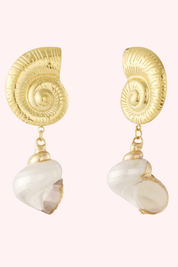 Seashell drop oorbel - Goud