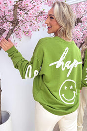 Be happy oversized sweater - Olijf