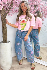 Strawberry matcha T-shirt - Lollypop roze