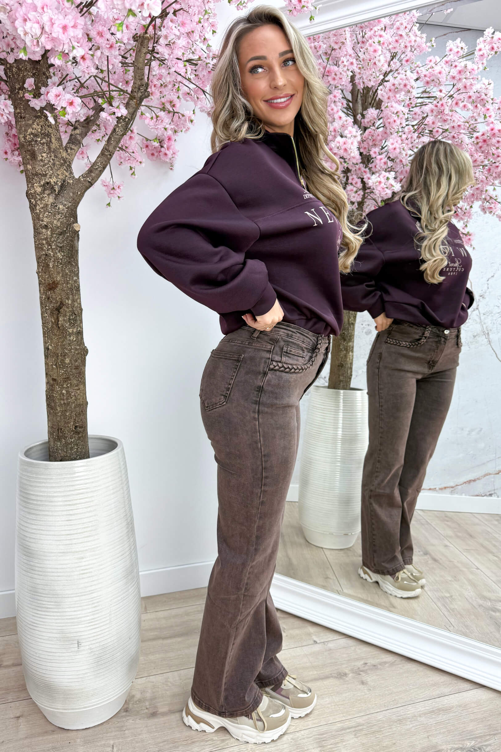 NY zipper sweater - Bordeaux