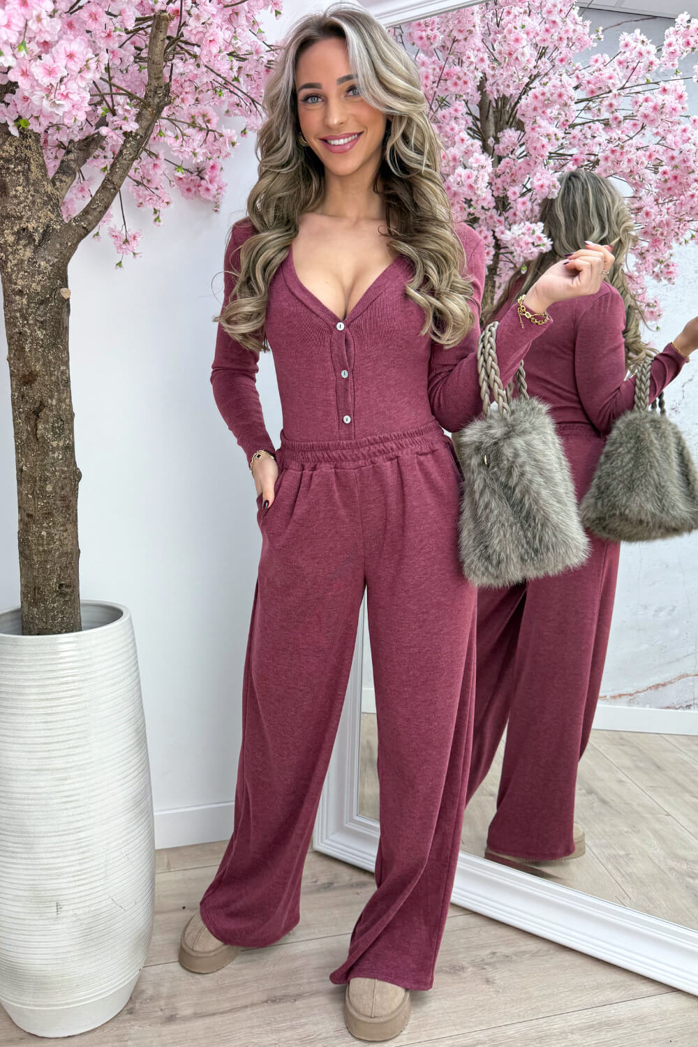 Relaxed day comfy co-ord - Bordeaux