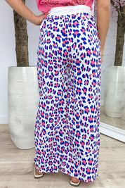 Multi color leopard flowy pants - Kobalt