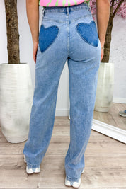 Heart pocket straight leg jeans - Jeans blue