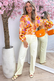 Vacation mood cropped topje - Oranje
