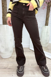 Choco extra long straight leg jeans F2305 - Bruin