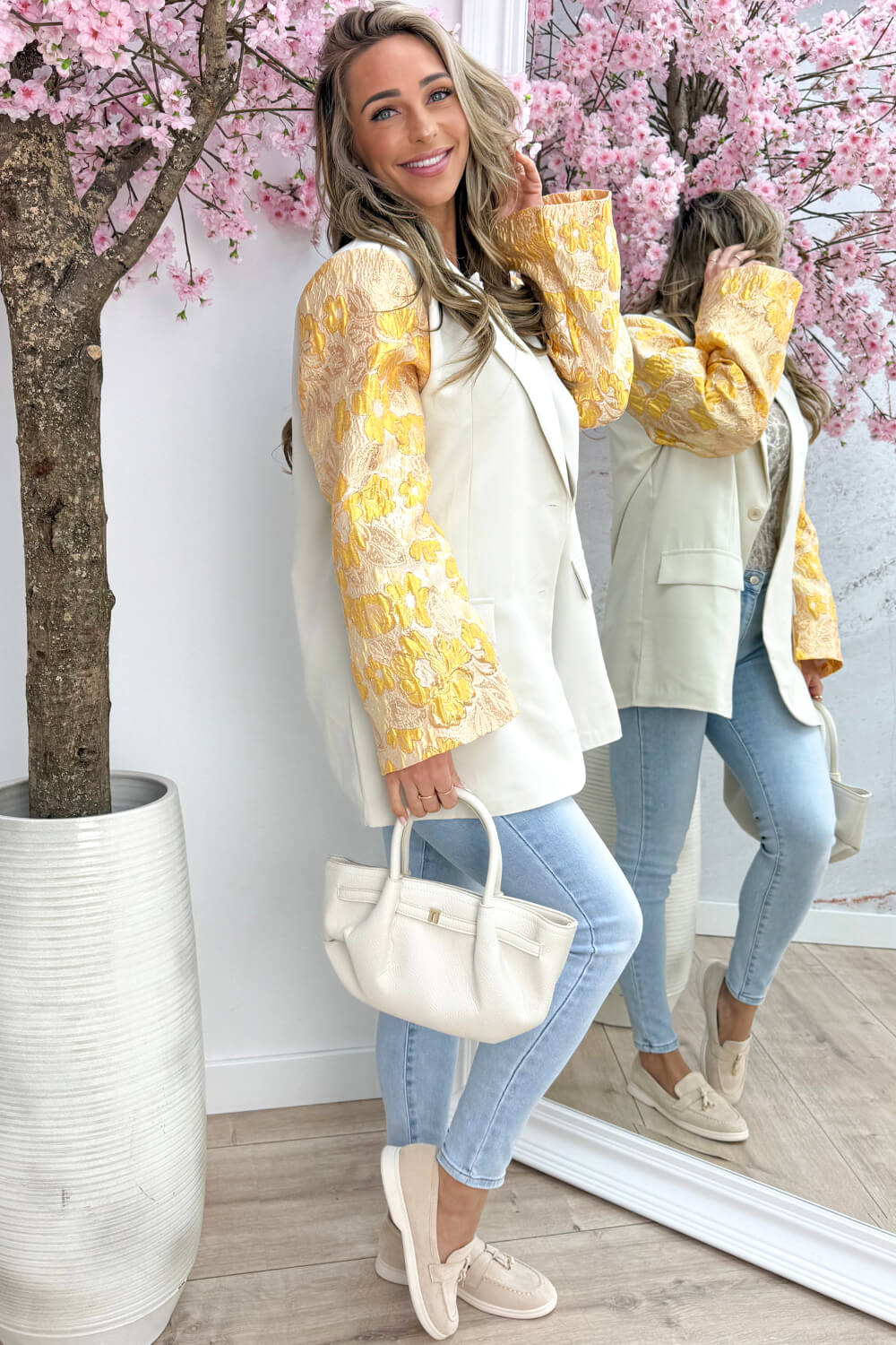 Pretty flower blazer - Geel