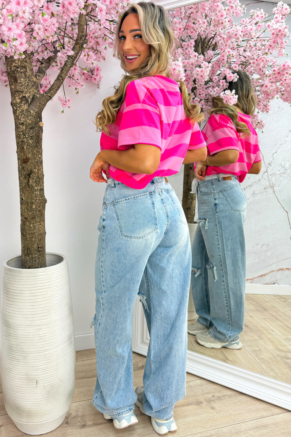 Bold stripe T-shirt - Lollypop roze