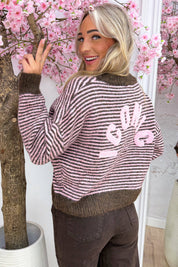Iconic club striped trui - Bruin