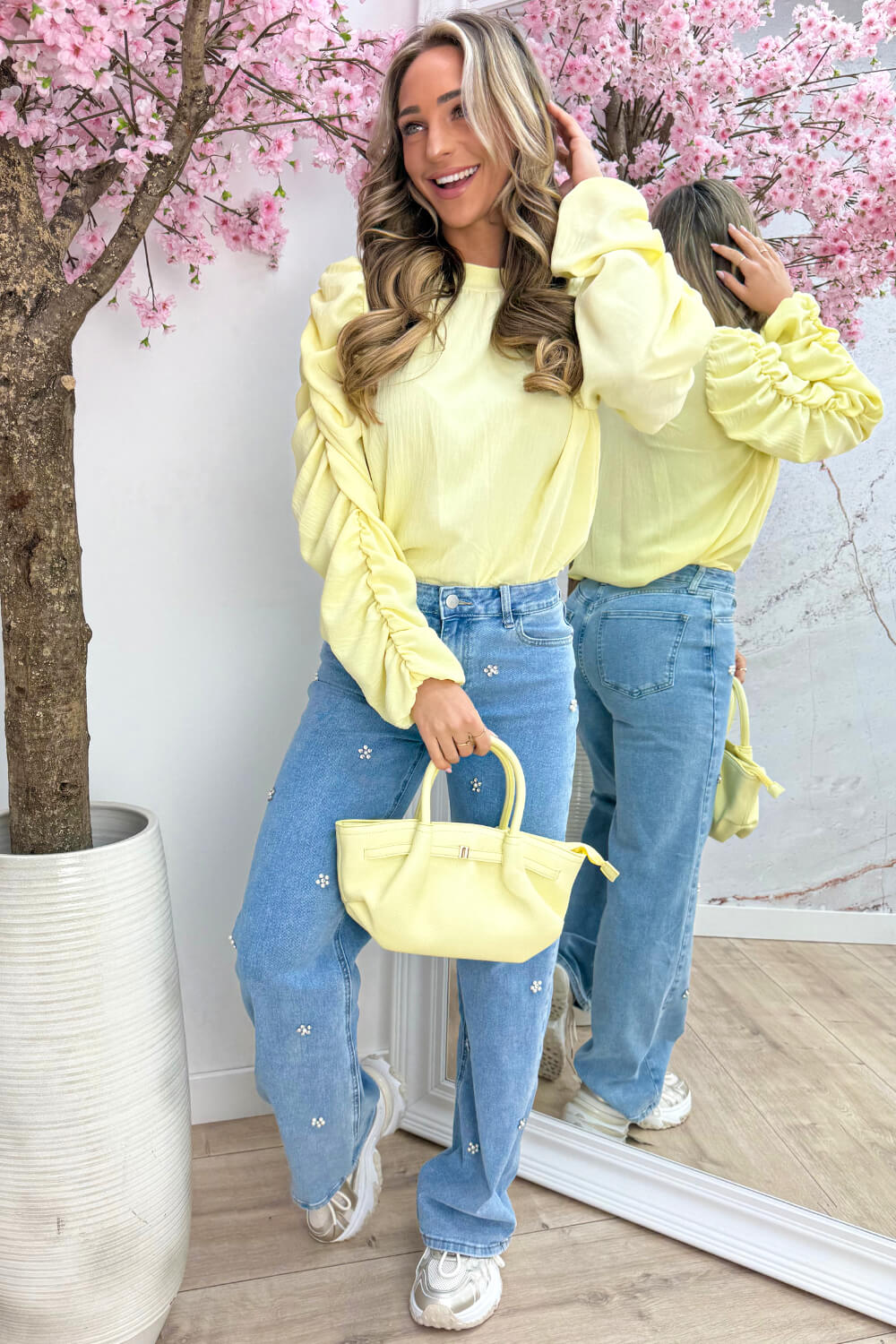 Basic draped topje - Geel