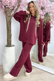 Leopard details comfy co-ord - Bordeaux