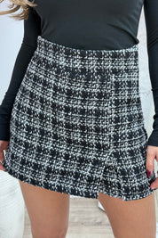 Lurex tweed skort - Zwart