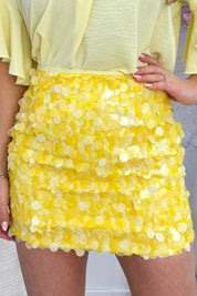 Shine all day sequin skirt - Geel