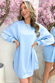 Stitched sweater dress - Sky blue
