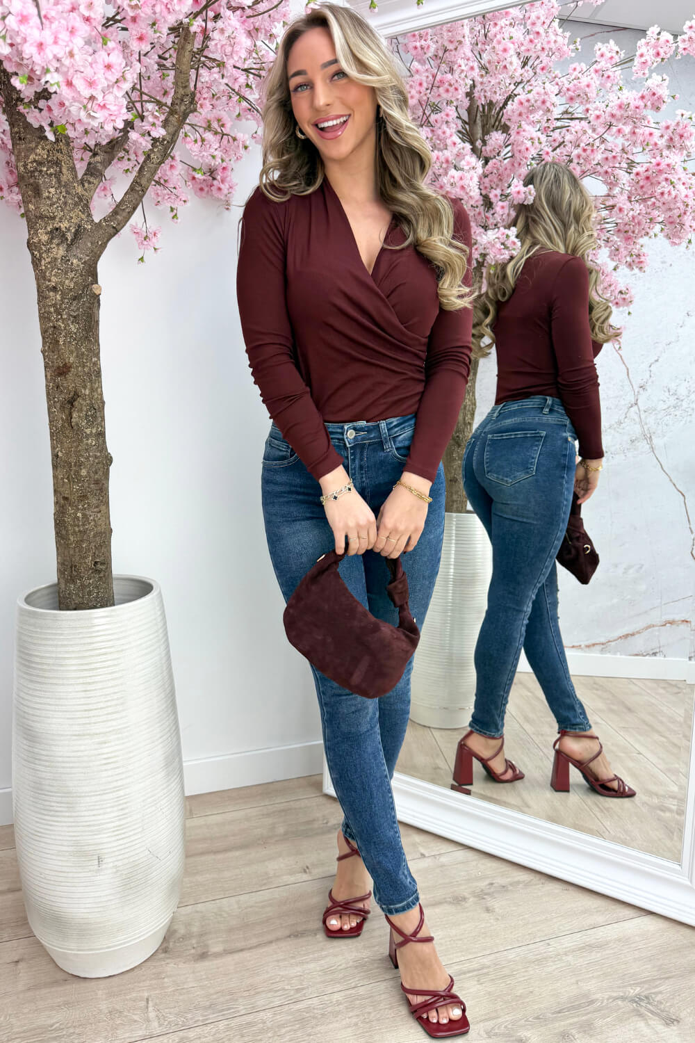 Basic wrap top - Bordeaux