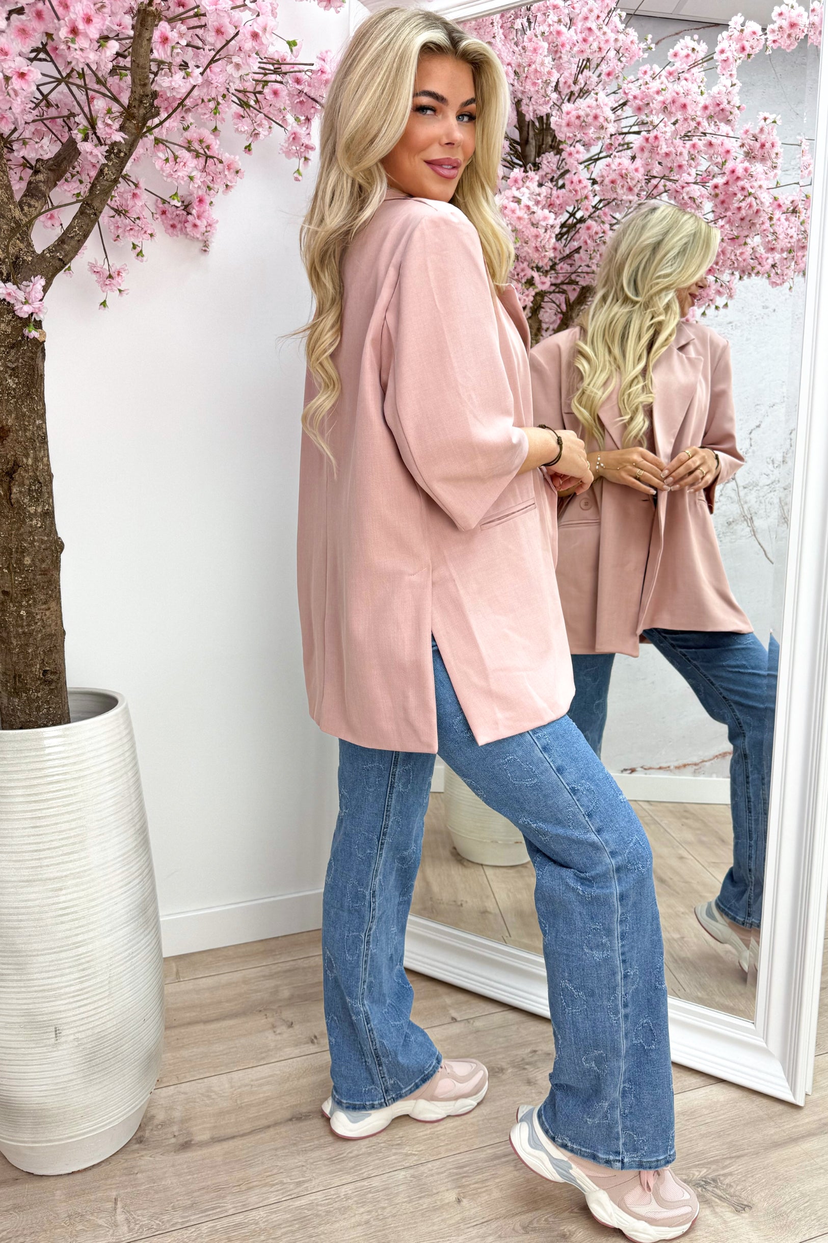 Beliebter Split Blazer - Pink