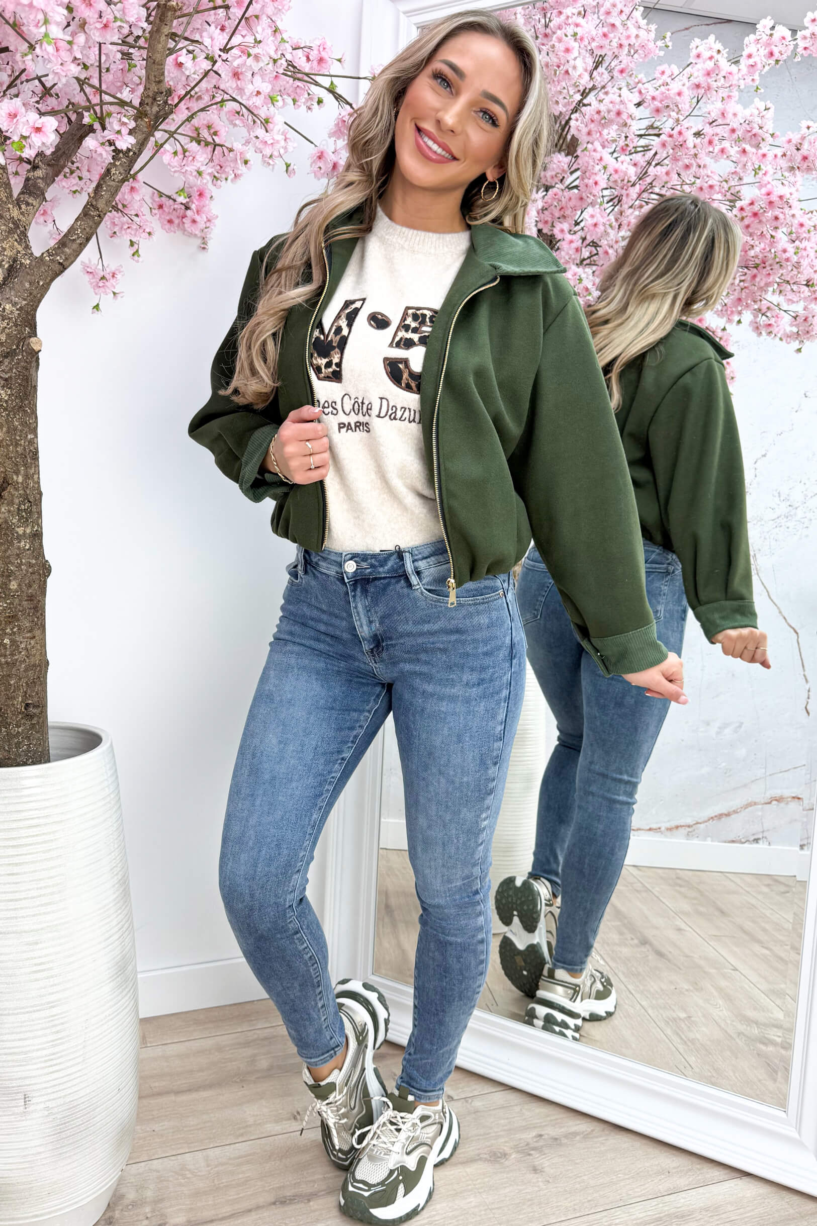 Corduroy vilt bomber - Groen
