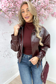 Oversized glossy jacket - Bordeaux