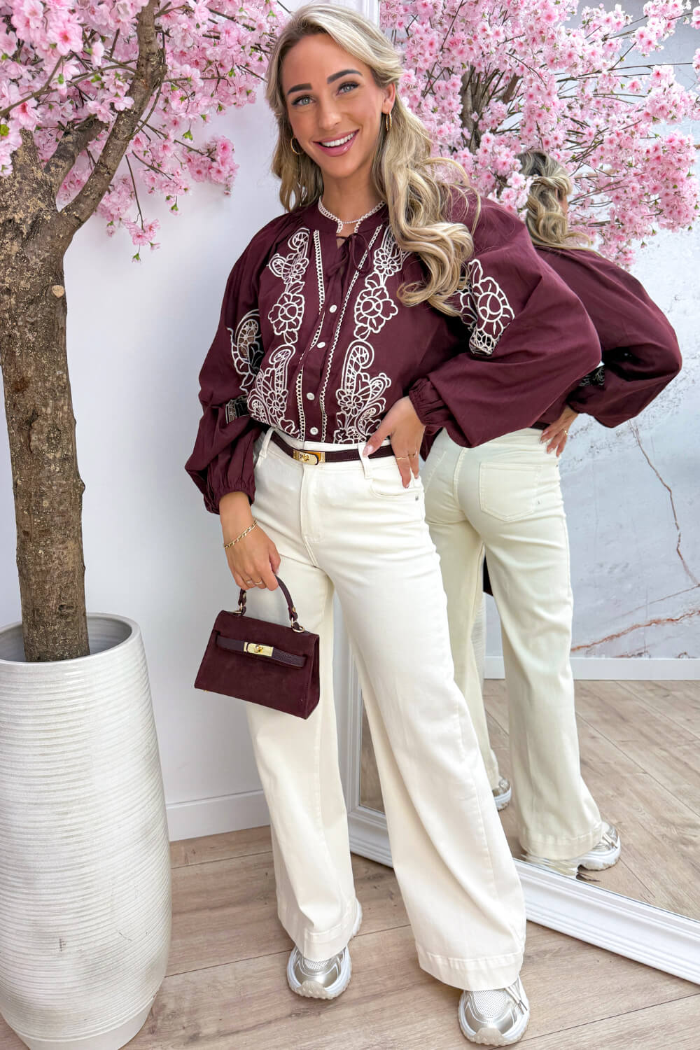 Daydream embroidery blouse - Bordeaux