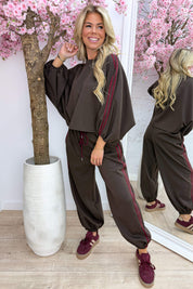 Chilling in stripes brown comfy co-ord - Bordeaux
