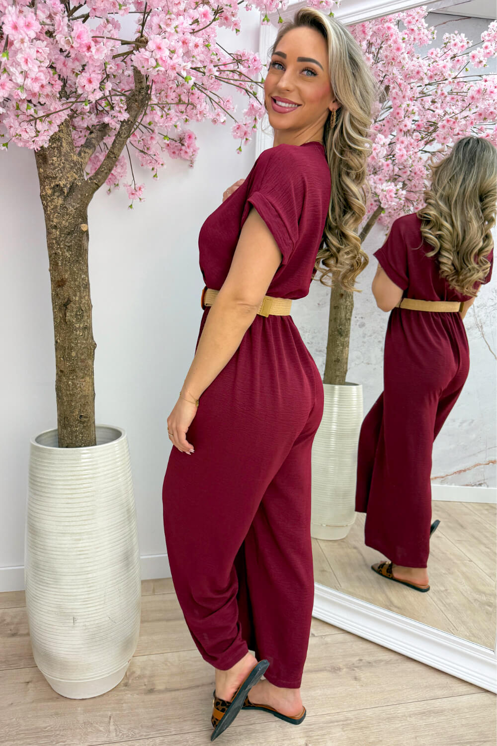 Portofino jumpsuit (Incl. riem) - Bordeaux