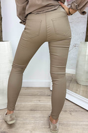 Push-up leather look pants - Taupe