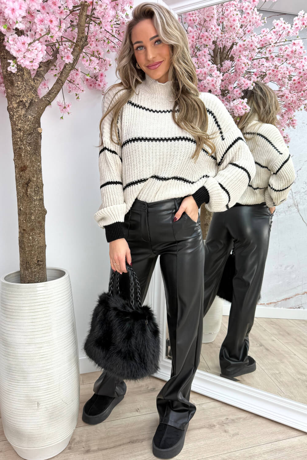 New season stripe trui - Beige