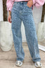 Leopard wide leg jeans Y3366 - Jeans blue