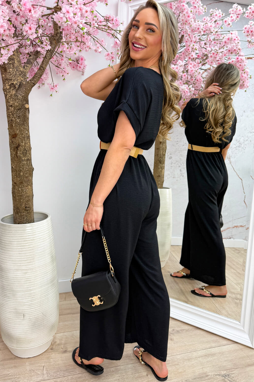 Portofino jumpsuit (Incl. riem) - Zwart