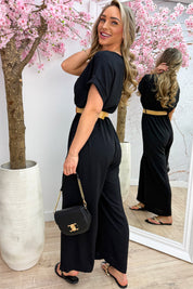 Portofino jumpsuit (Incl. riem) - Zwart