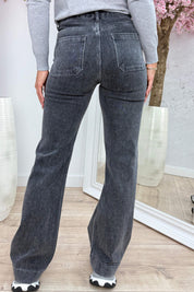 Wide leg stripe jeans Y5266 - Dk. grijs