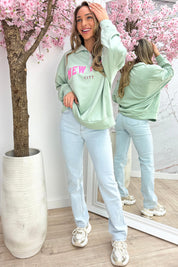 NY teddy zipper sweater - Mint