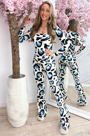 Big leopard squared travel topje - Blauw