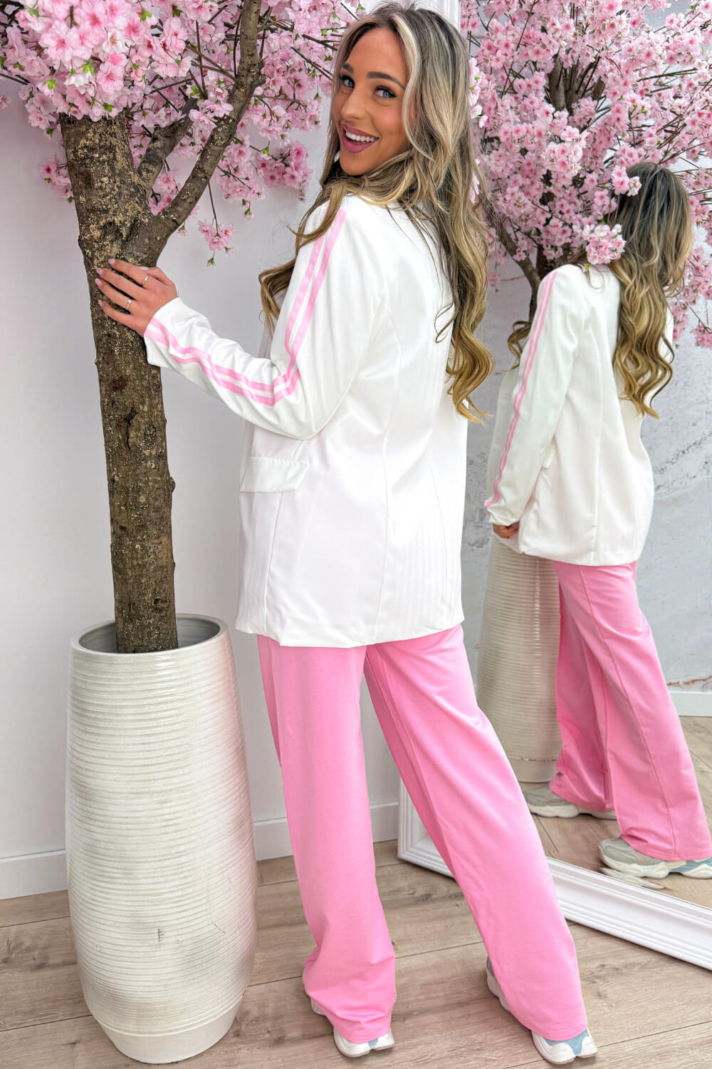 Stripe power blazer - Wit