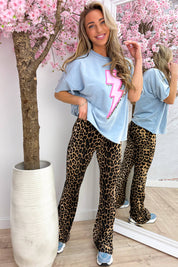 Leopard lightning T-shirt - Sky blue