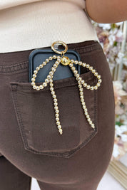 Beaded bow bag charm - Goud
