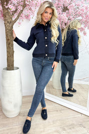 Goldie button topje - Navy