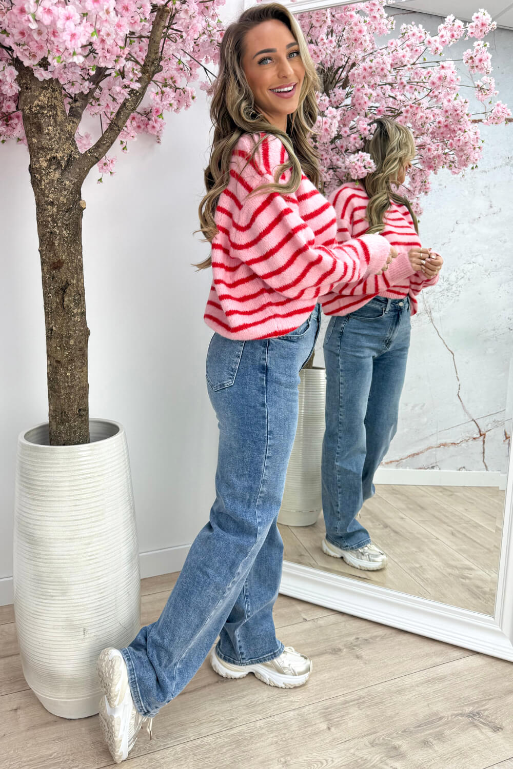 Happy stripes trui - Rood