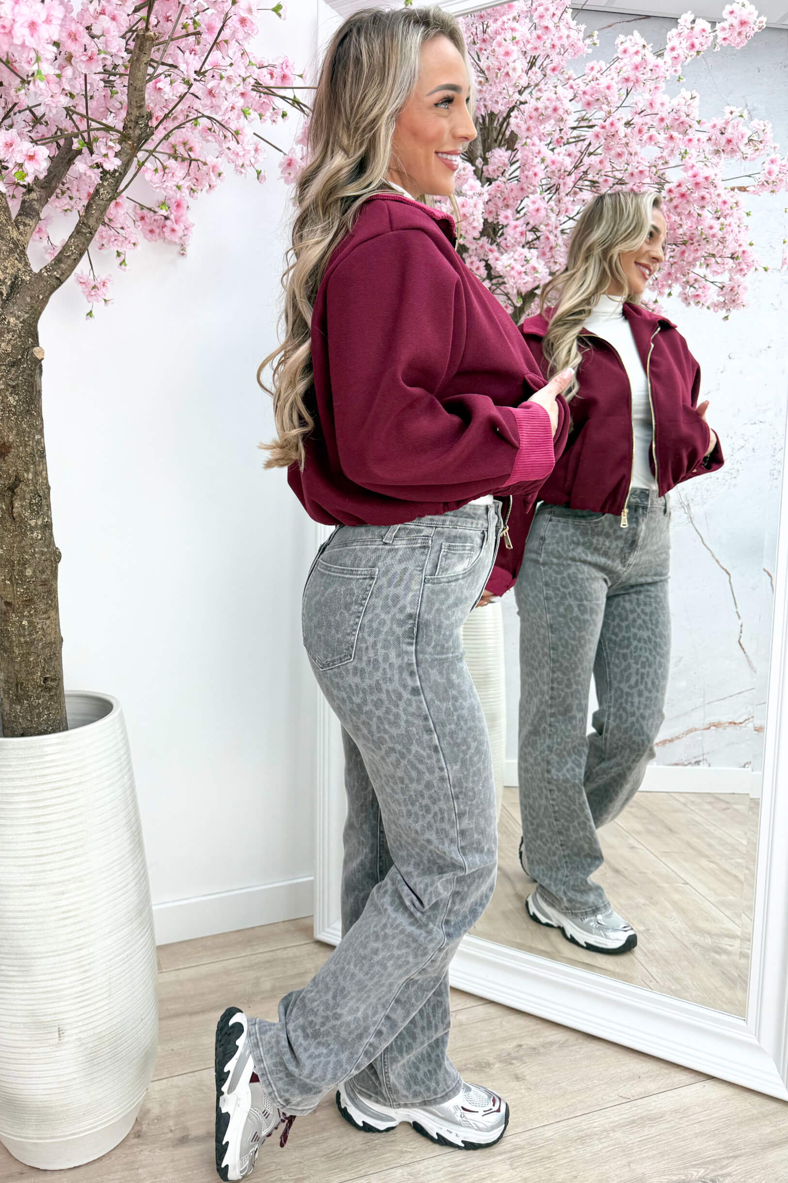 Corduroy vilt bomber - Dk. rood