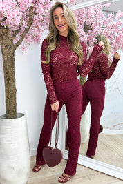 Glow up lace co-ord - Bordeaux