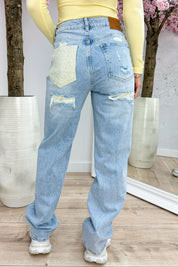 Popular diamond jeans - Geel