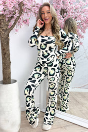 Big leopard squared travel topje - Groen