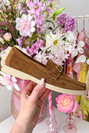 Chique suede look loafers - Cognac