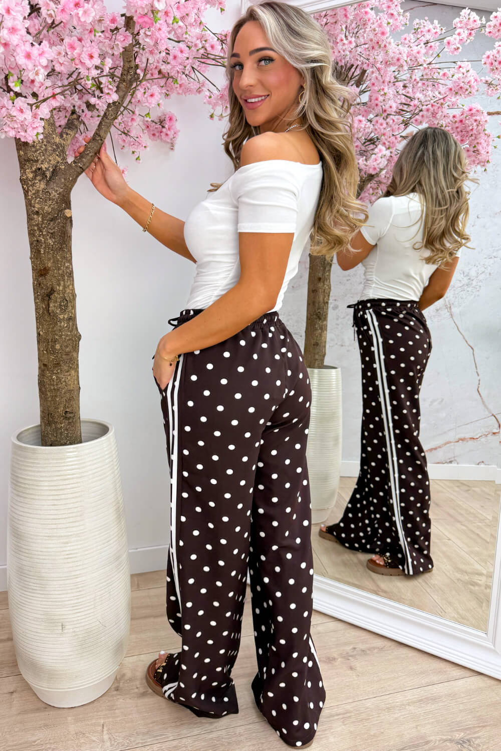 Draped off shoulder topje - Wit