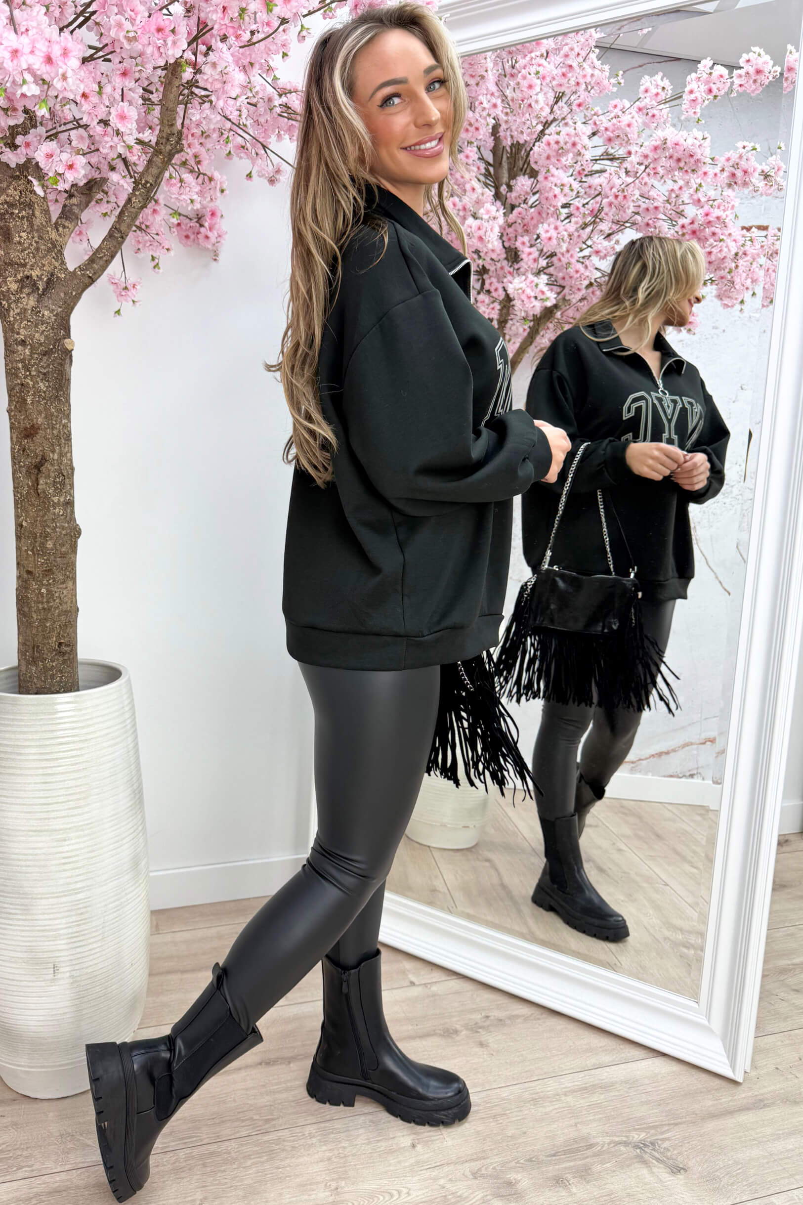 NYC zipper sweater - Zwart