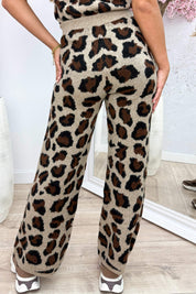 Leopard knitted pants - Beige