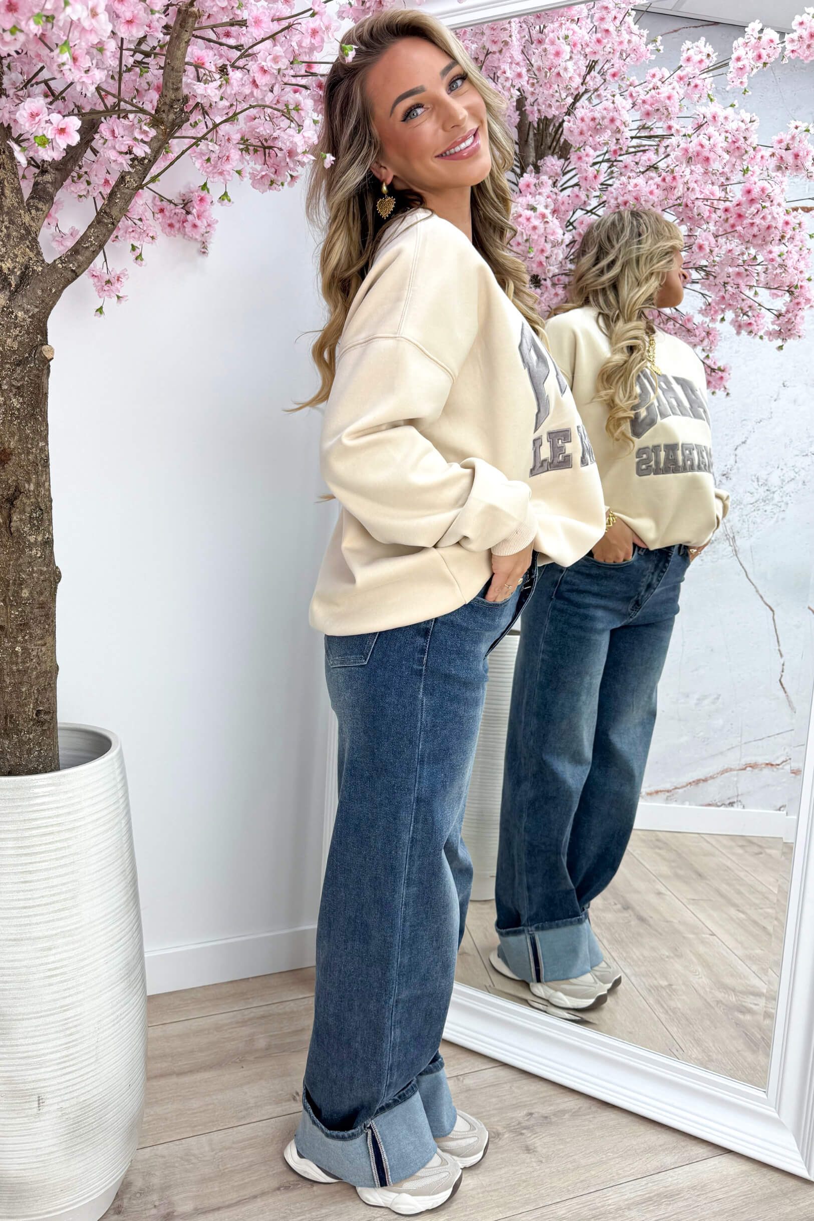 Paris le marais fleece sweater - Beige