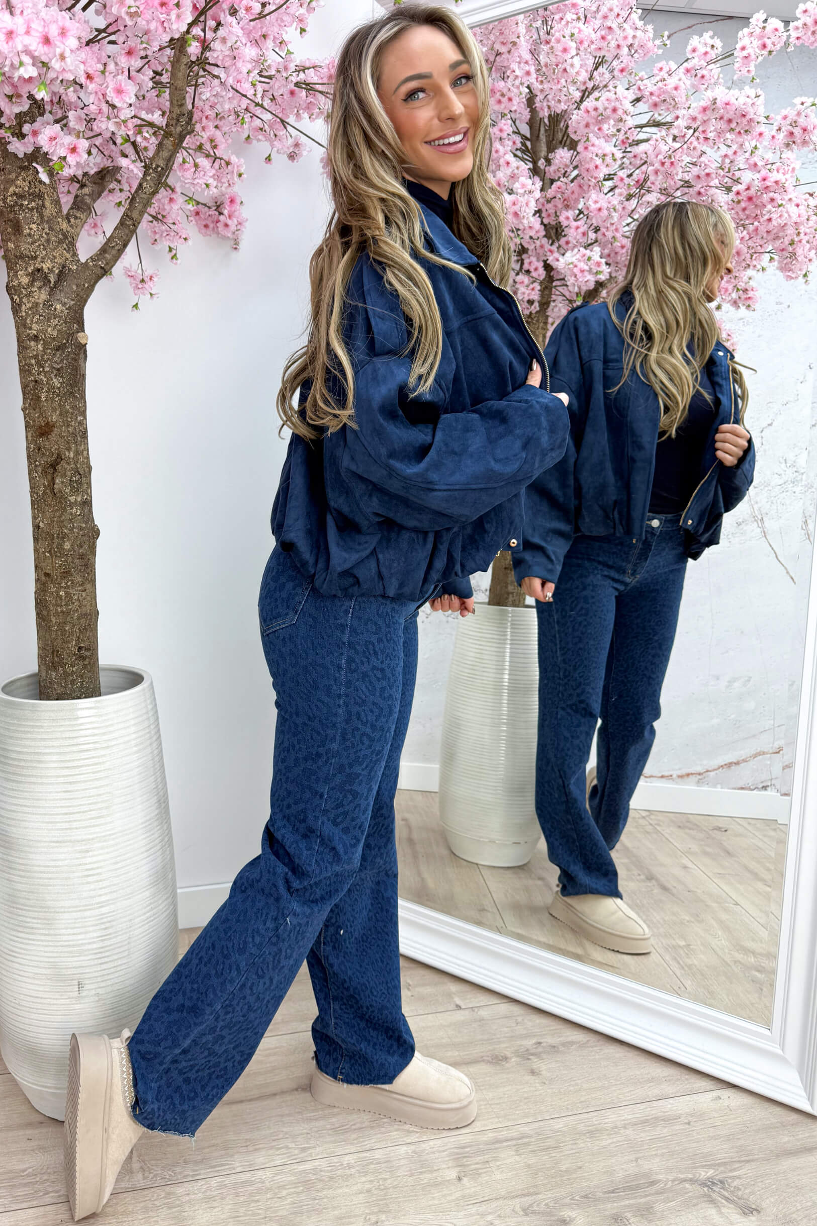 Autumn feelings suede look bomber - Navy