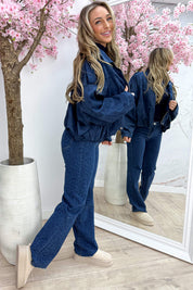 Autumn feelings suede look bomber - Navy