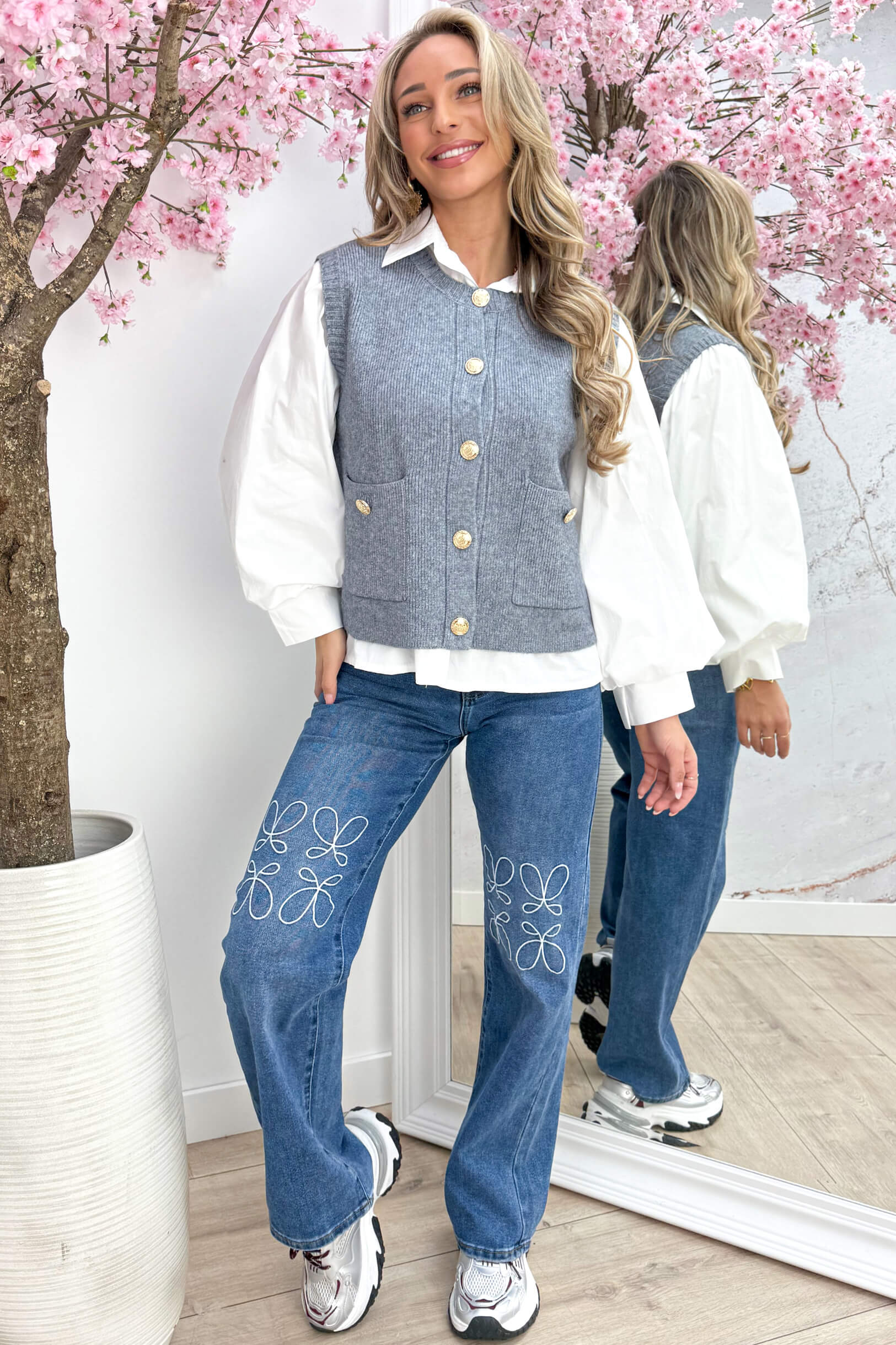Favorite ribbed gilet - Lt. grijs
